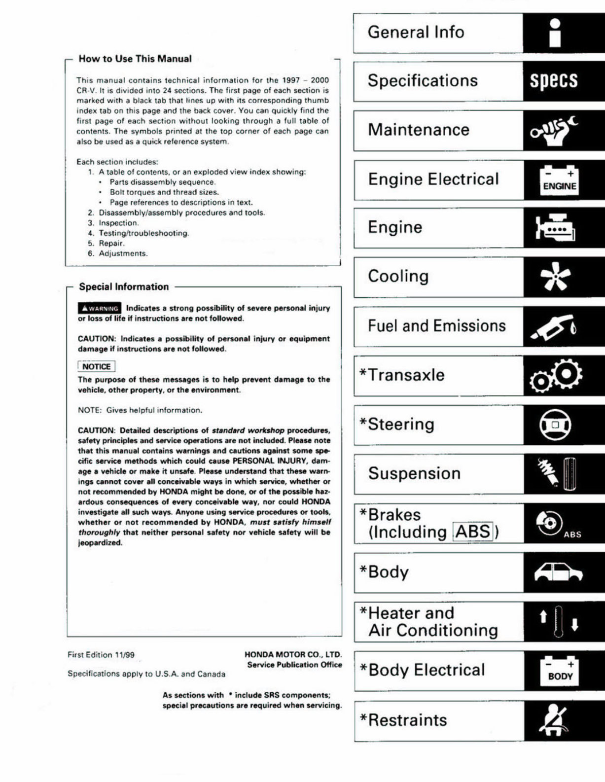 1997-2000 Honda CR-V OEM Service & Repair Manual preview img 2