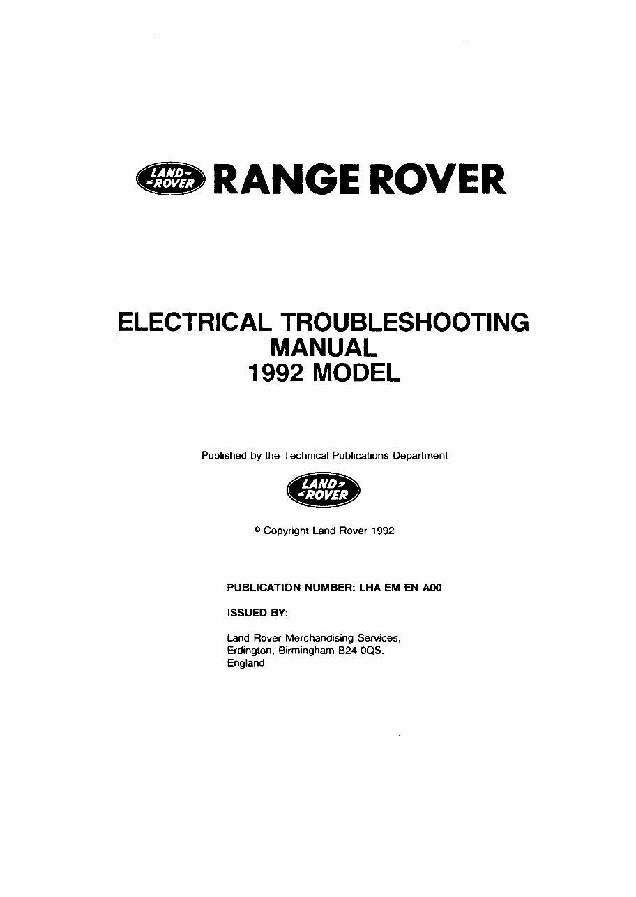 1986-1995 Land Rover Range Rover Classic OEM Service & Repair Manual preview img 2