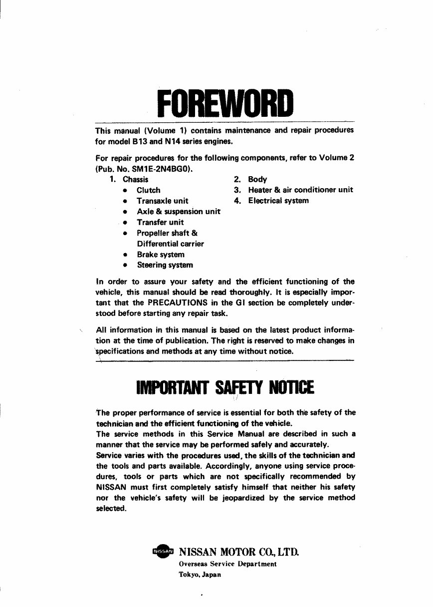 1992 Nissan NX Service & Repair Manual preview img 3