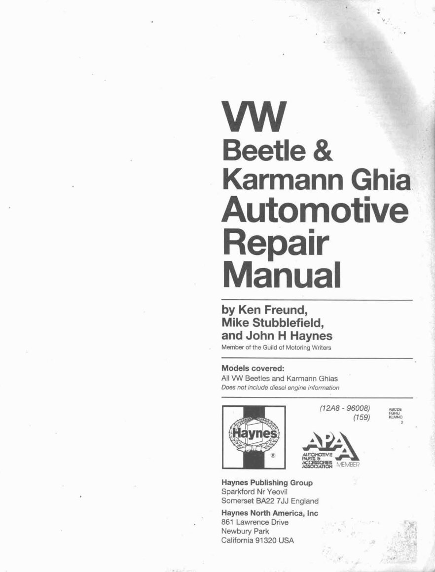 VW VOLKSWAGEN BEETLE 1300 Workshop Service Repair Manual preview img 2