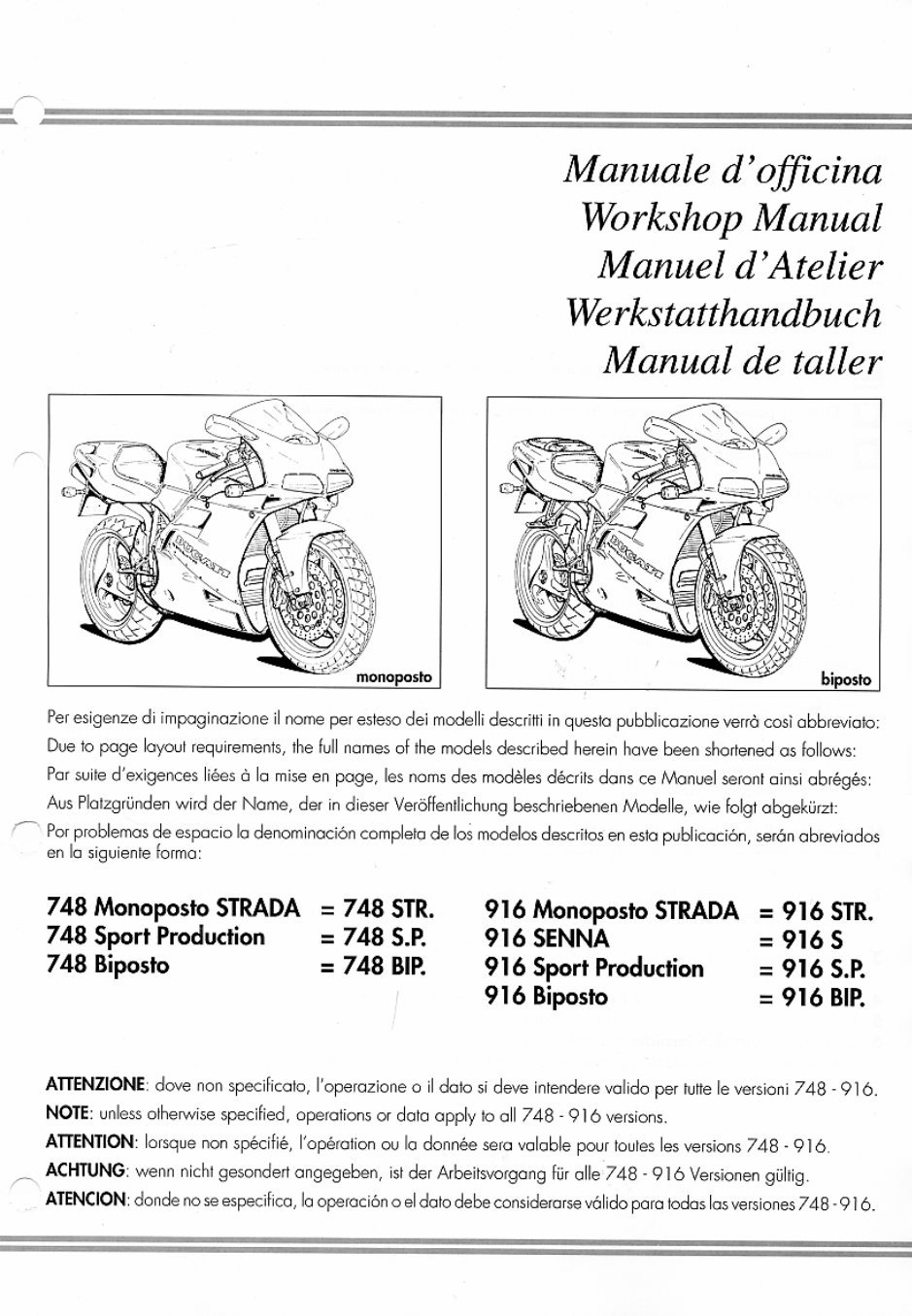 Ducati 748 S.P Service Manual preview img 1