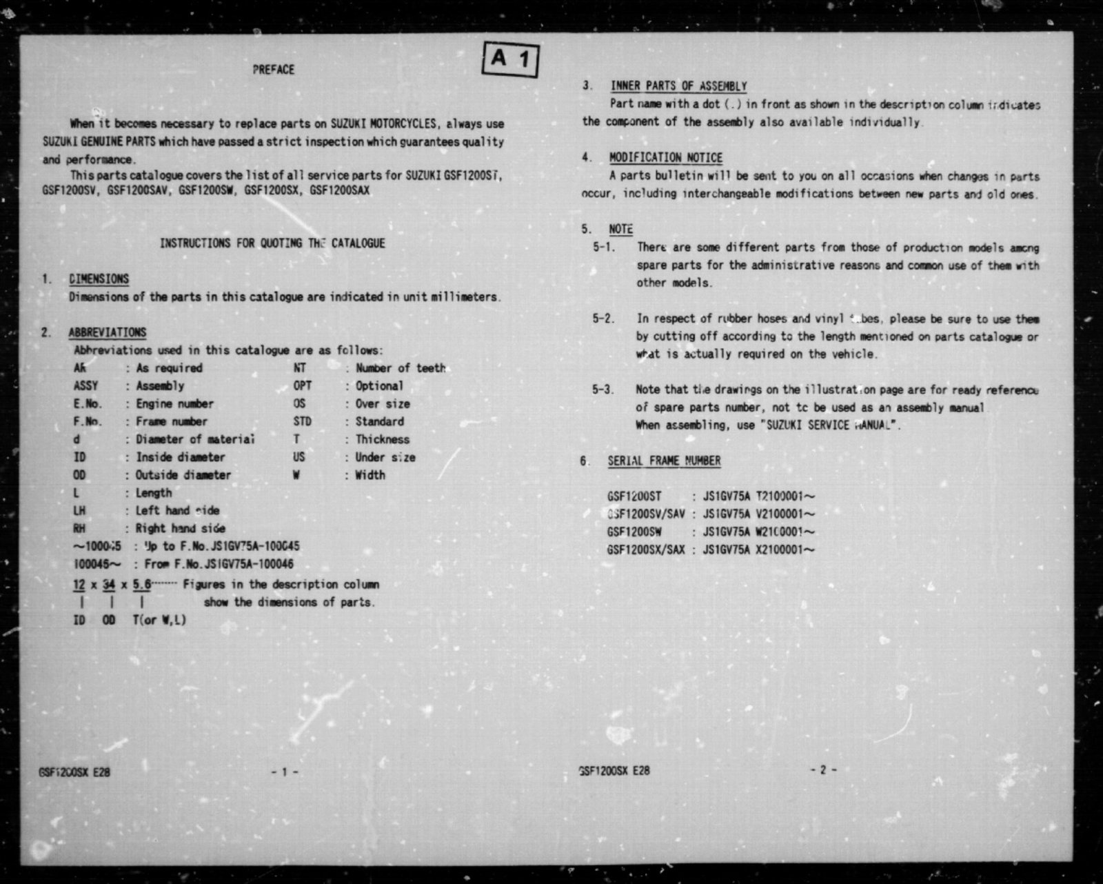 1996-1999 Suzuki GSF1200 Bandit Series Parts Catalog preview img 1
