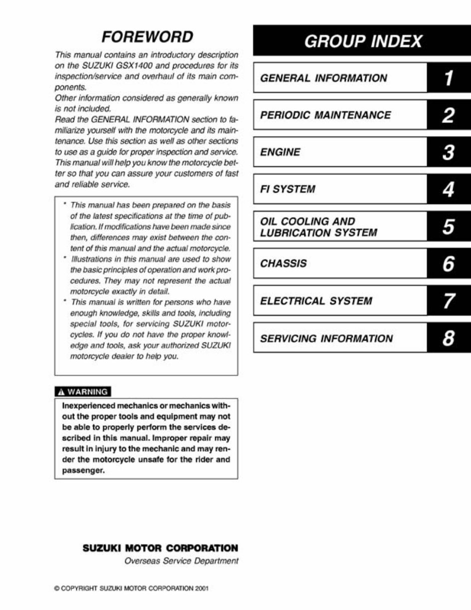Suzuki GSX 1400 Service Manual preview img 1