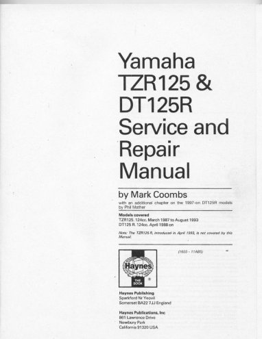 Yamaha TZR 125 Service Manual preview img 2