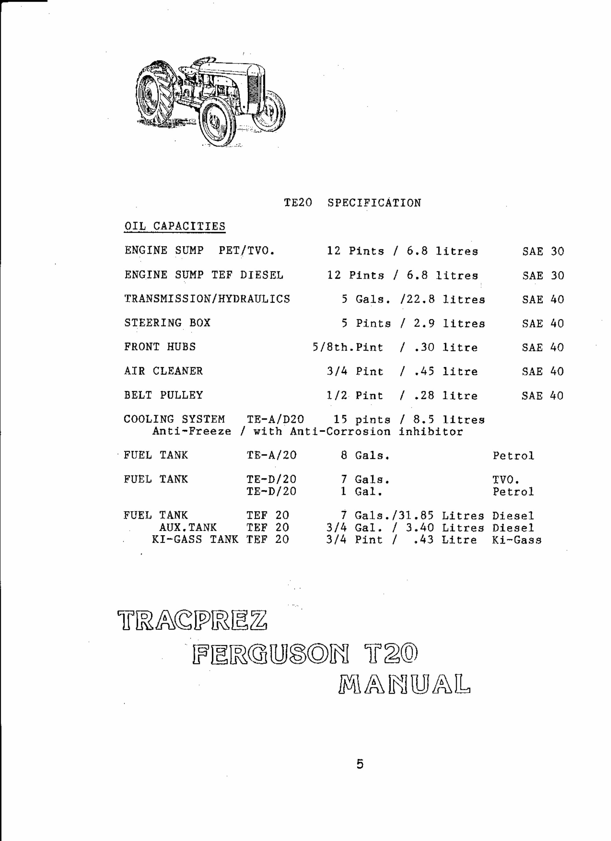 Ferguson TE20 Tractor Workshop Service Manual for Repair preview img 5
