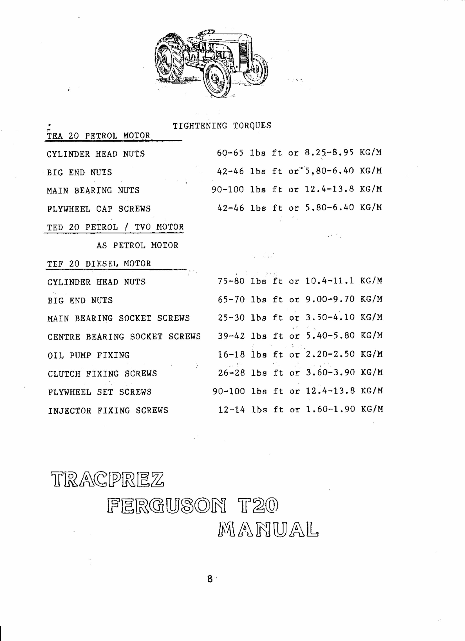 Ferguson TE20 Tractor Workshop Service Manual for Repair preview img 8