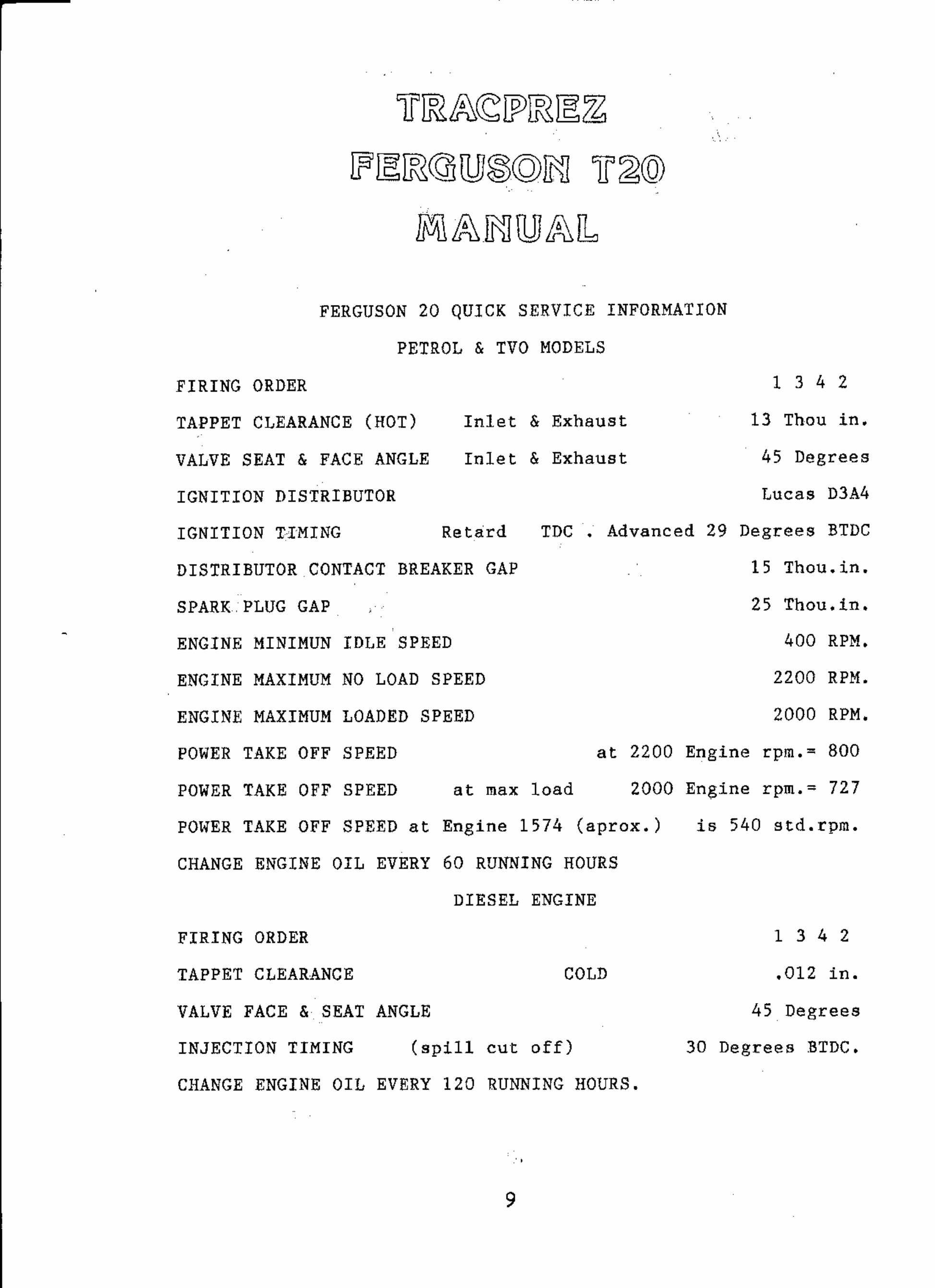 Ferguson TE20 Tractor Workshop Service Manual for Repair preview img 9