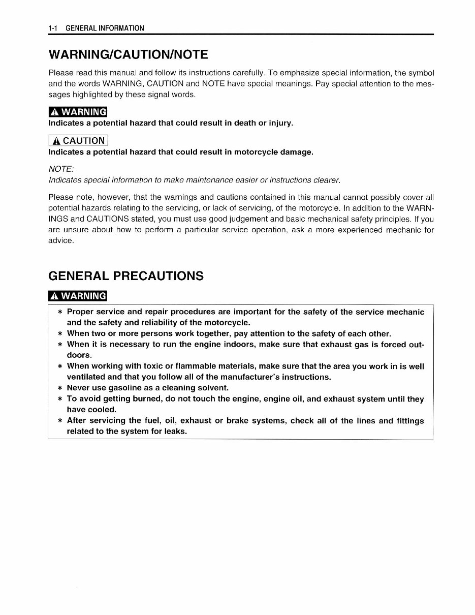 Suzuki katana 600 GSXF Master Service Manual preview img 6