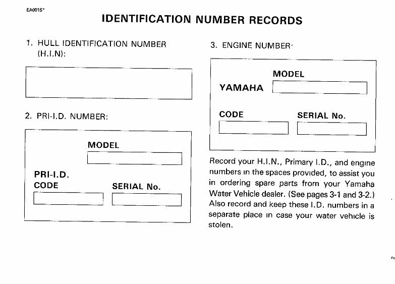 Yamaha 650TL Marine Jet Waverunner III Owners Manual preview img 2