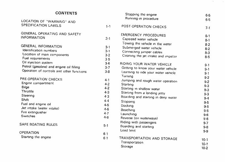 Yamaha 650TL Marine Jet Waverunner III Owners Manual preview img 5