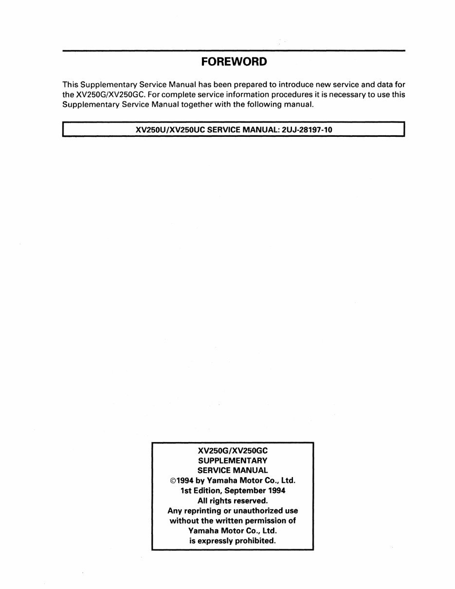 Yamaha Virago 250 XV250 Workshop Repair Manual preview img 3