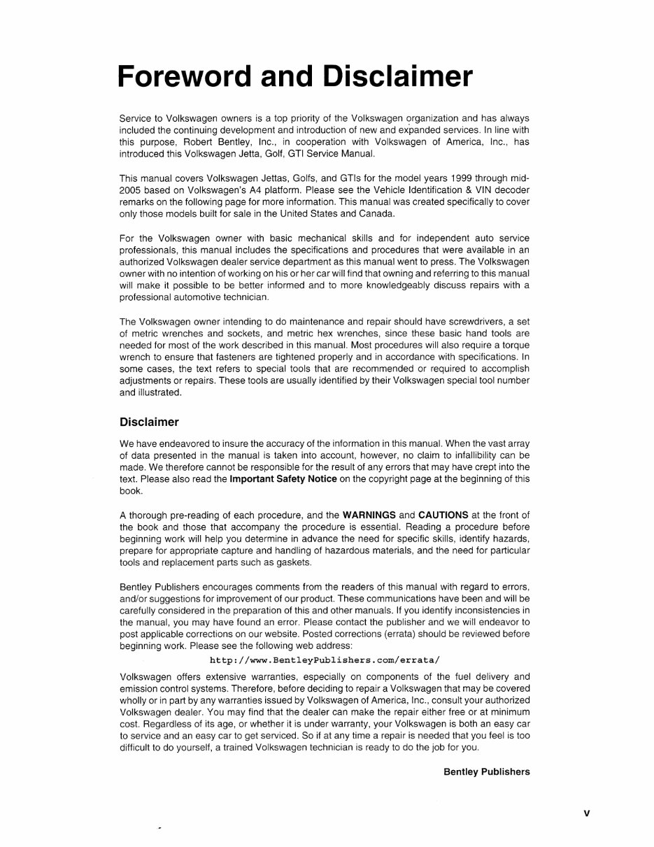 2003 Volkswagen Golf Service & Repair Manual preview img 5