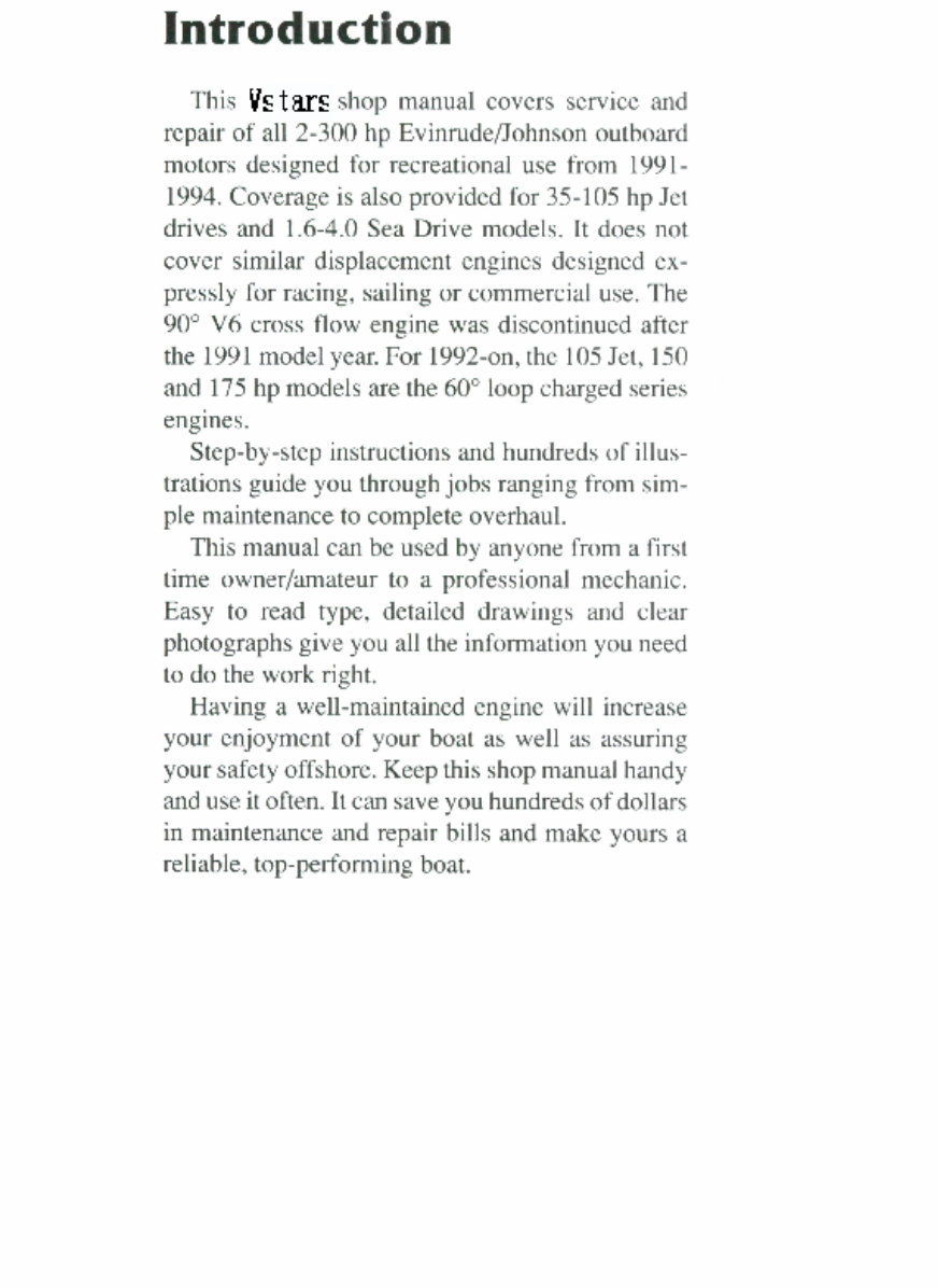 1992 Johnson Evinrude 2-300HP Outboards OEM Service & Repair Manual preview img 6