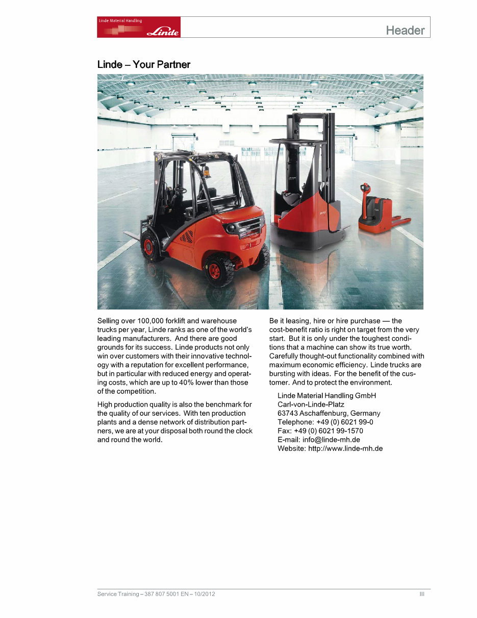 Linde Electric Forklift Truck 387 Series: E20, E25, E30, E35 Service Training Manual preview img 5