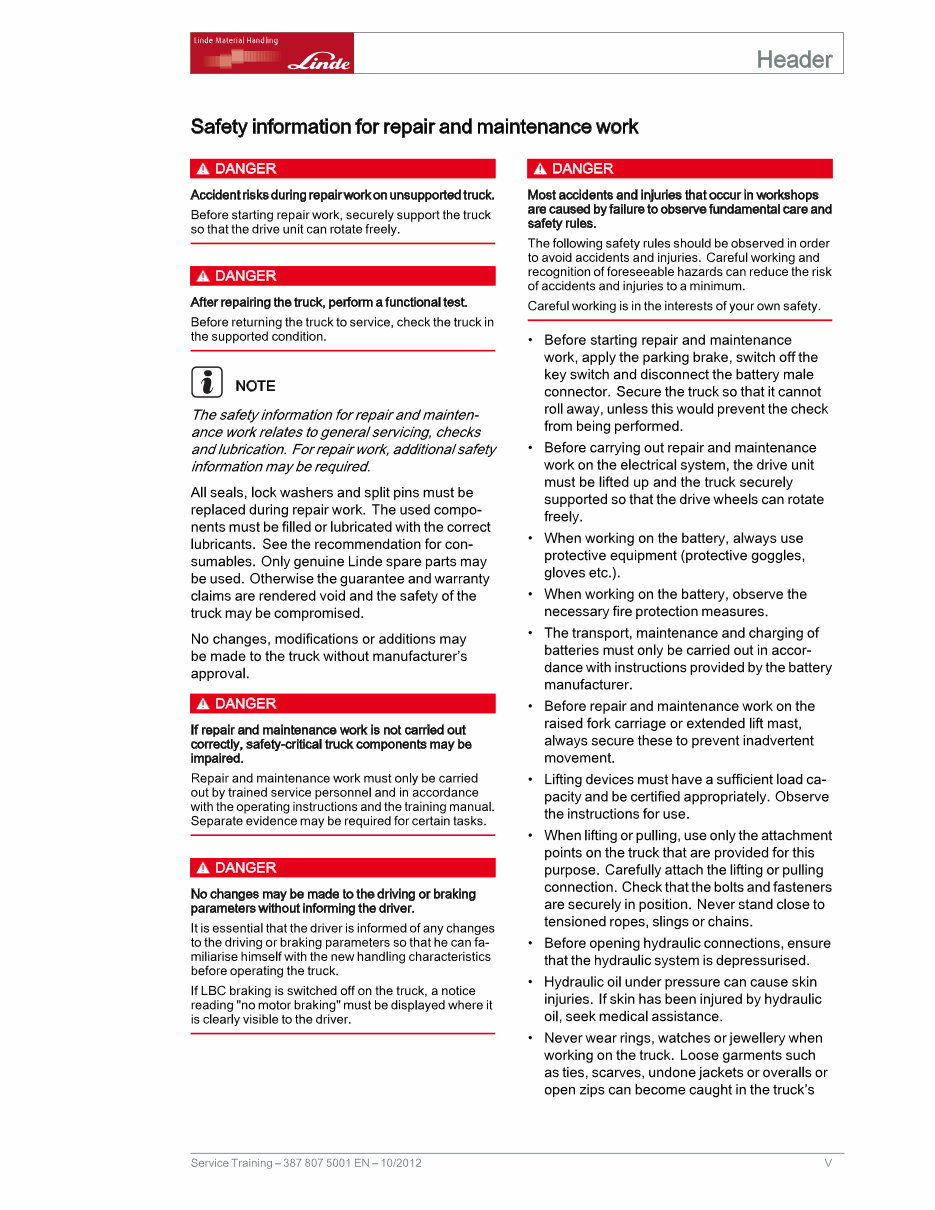 Linde Electric Forklift Truck 387 Series: E20, E25, E30, E35 Service Training Manual preview img 7