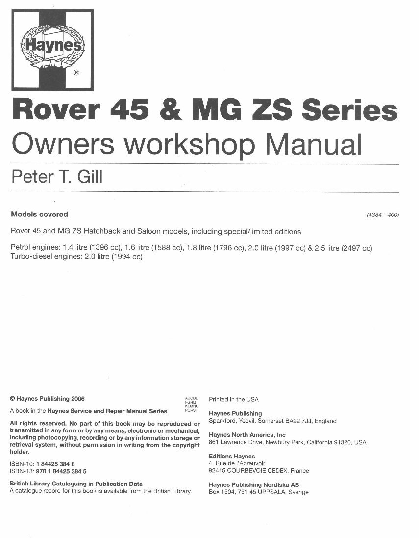 1999-2005 Rover 45 Service & Repair Manual preview img 2