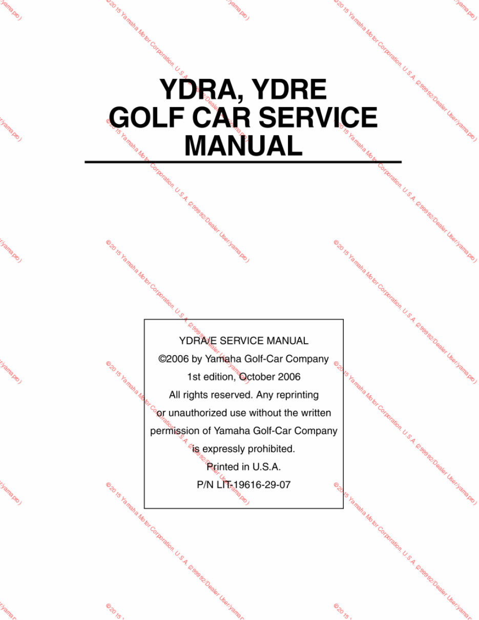 2007 Yamaha Golf Cart YDRA YDRE Service & Repair Manual preview img 2