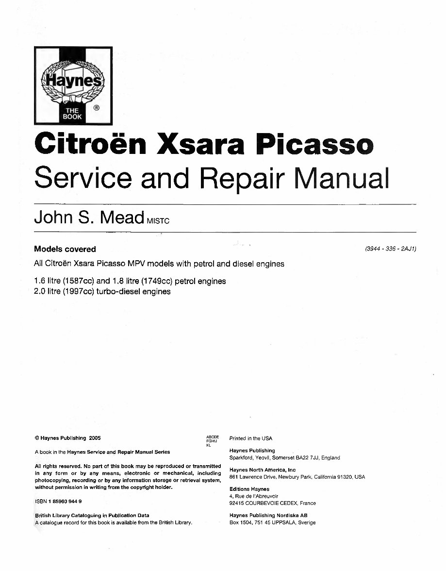 2000-2002 Citroen Xsara Picasso Service & Repair Manual preview img 3