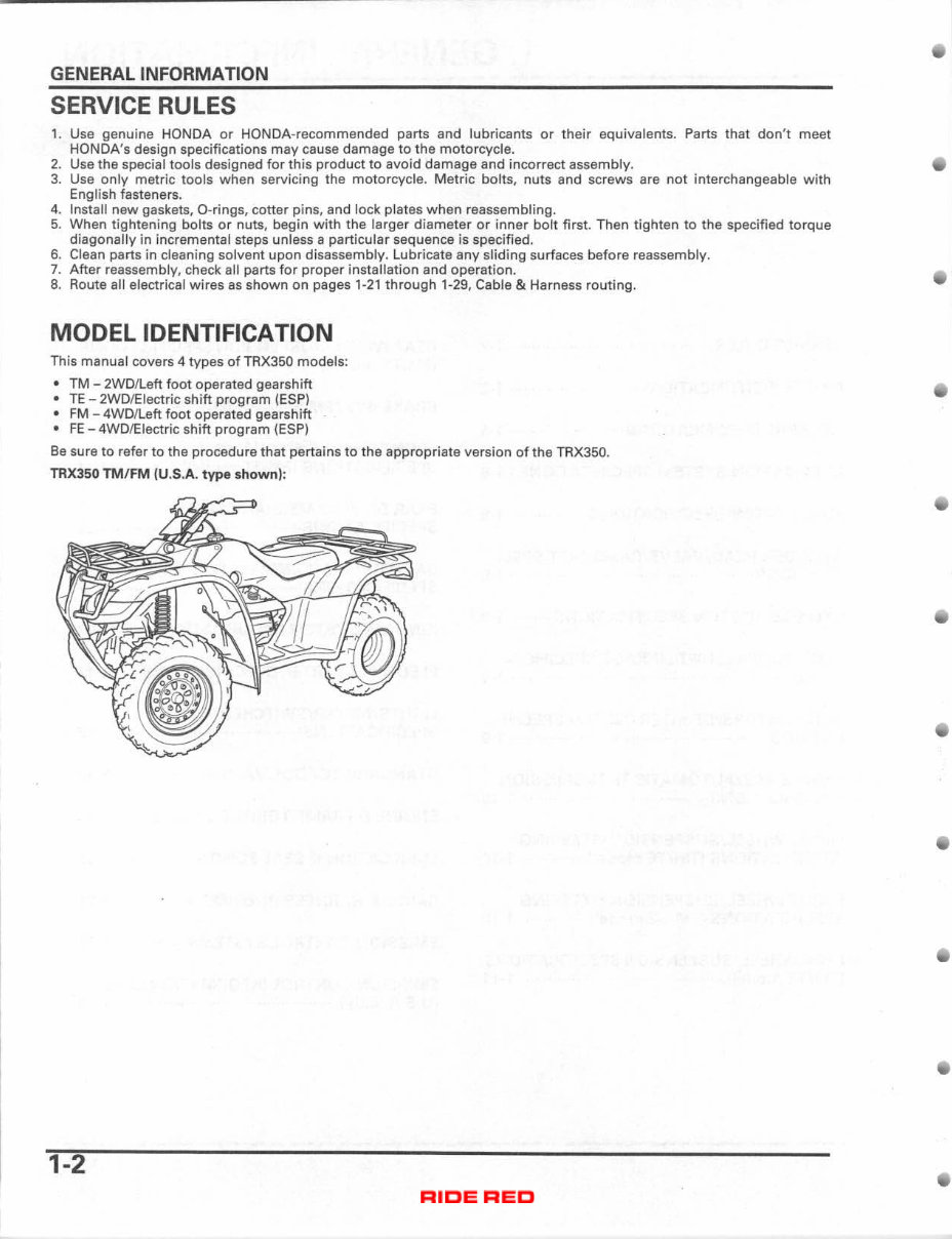  2004-2006 Honda Rancher 350 Repair Manual TRX 350 preview img 5