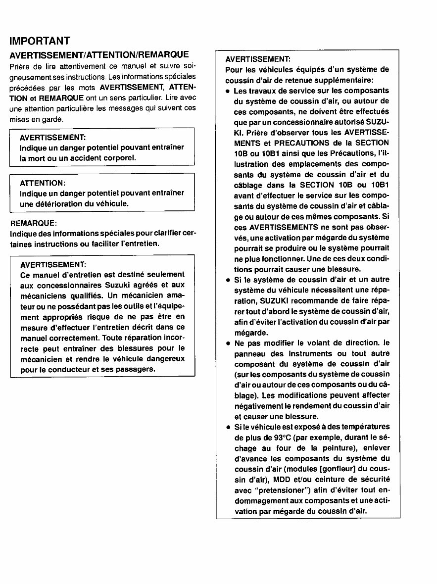 Suzuki Jimny SN14 Workshop Manual preview img 1