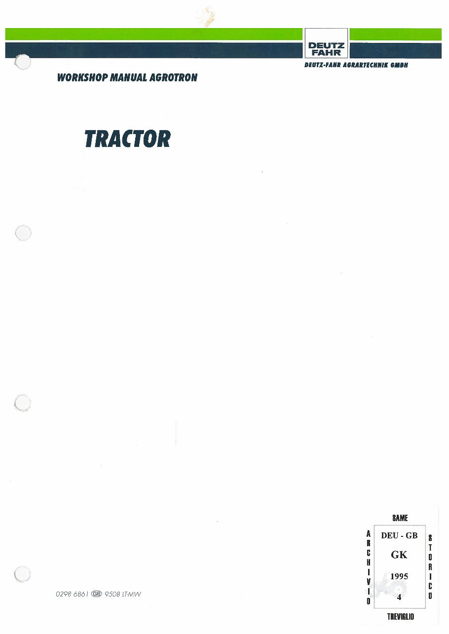 Deutz Fahr Agrotron 4.70, 4.80, 4.85, 4.90, 4.95, 6.00, 6.05, 6.15, 6.20, 6.30, 6.45 Tractor Complete Workshop Service Repair Ma preview img 1