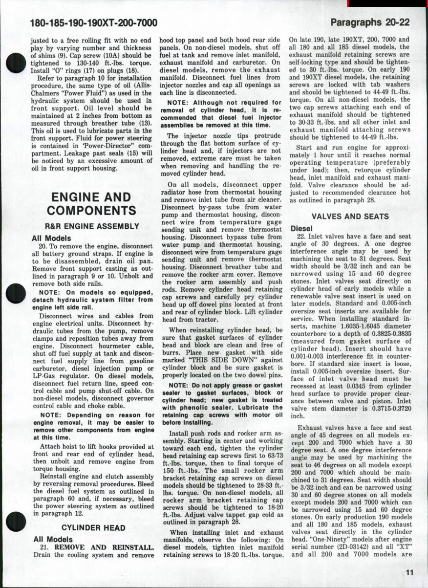 Allis Chalmers 180 185 190 190XT 200 7000 Tractor Workshop Service & Repair Manual # 1 preview img 10