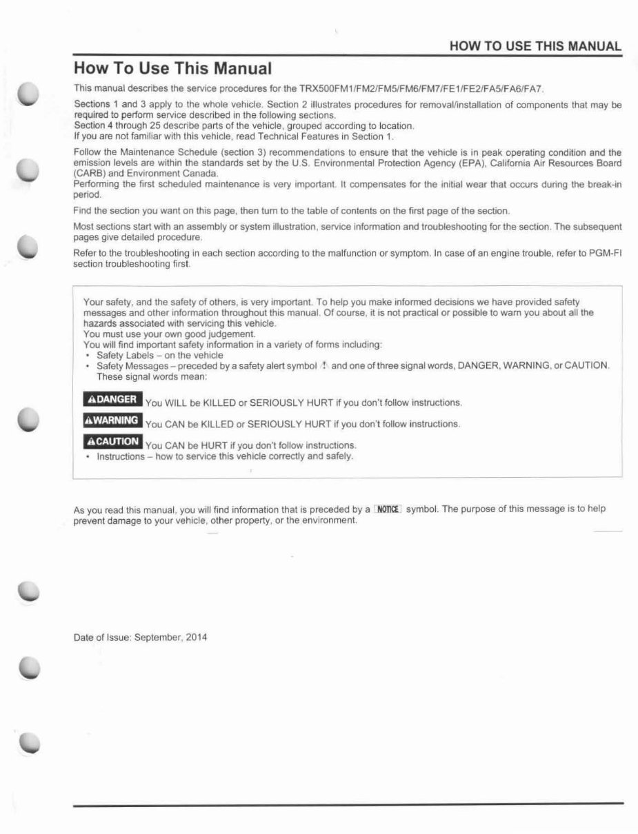2014-2016 Honda Foreman (TRX500) Service & Repair Manual preview img 3