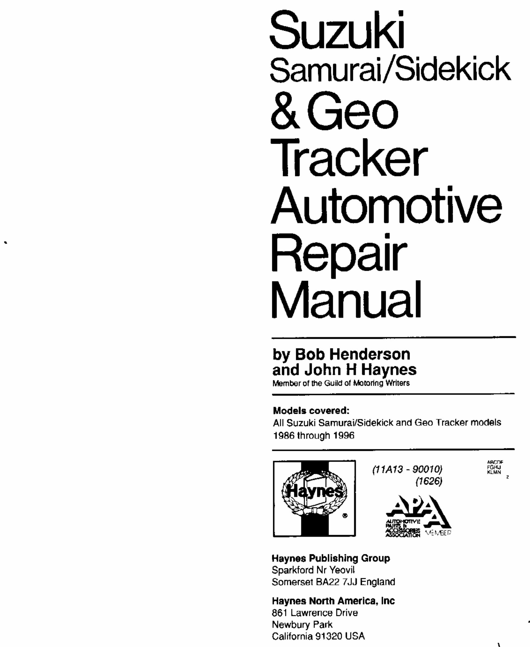 SUZUKI SAMURAI SJ Service Repair Manual preview img 2