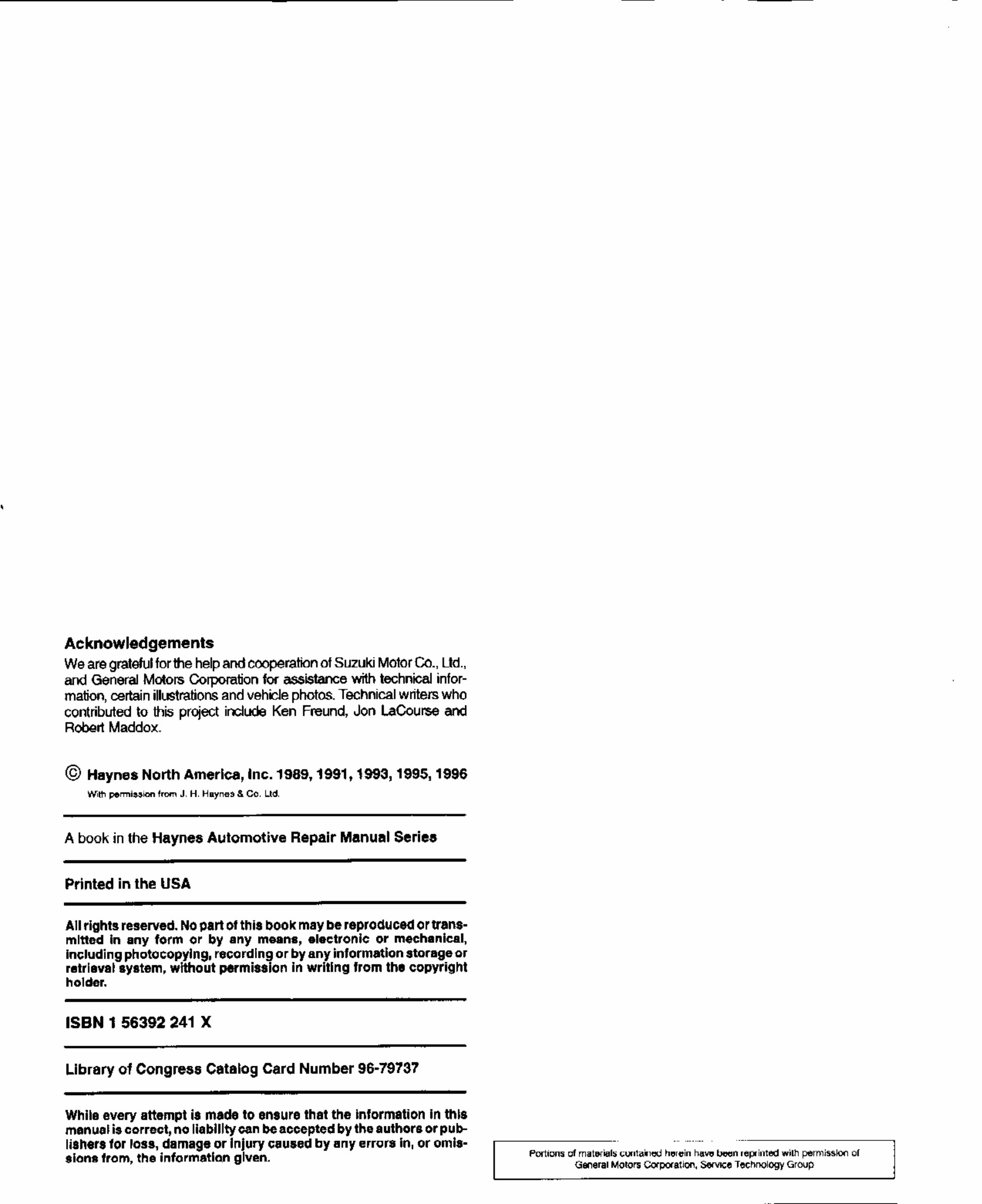 SUZUKI SAMURAI SJ Service Repair Manual preview img 3