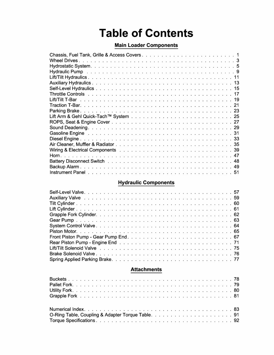 GEHL SL3725 SL 3725, SL3825 SL 3825 Skid-Steer Loader Illustrated Master Parts List Manual Form No.9072 preview img 3