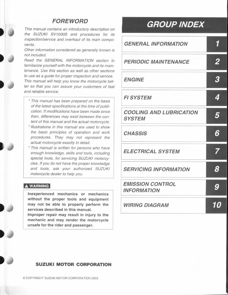 2003 - 2005 SUZUKI SV1000 Service Manual / Repair / Maintenance Manual (57 MB) SV 1000 - NOW!! preview img 3