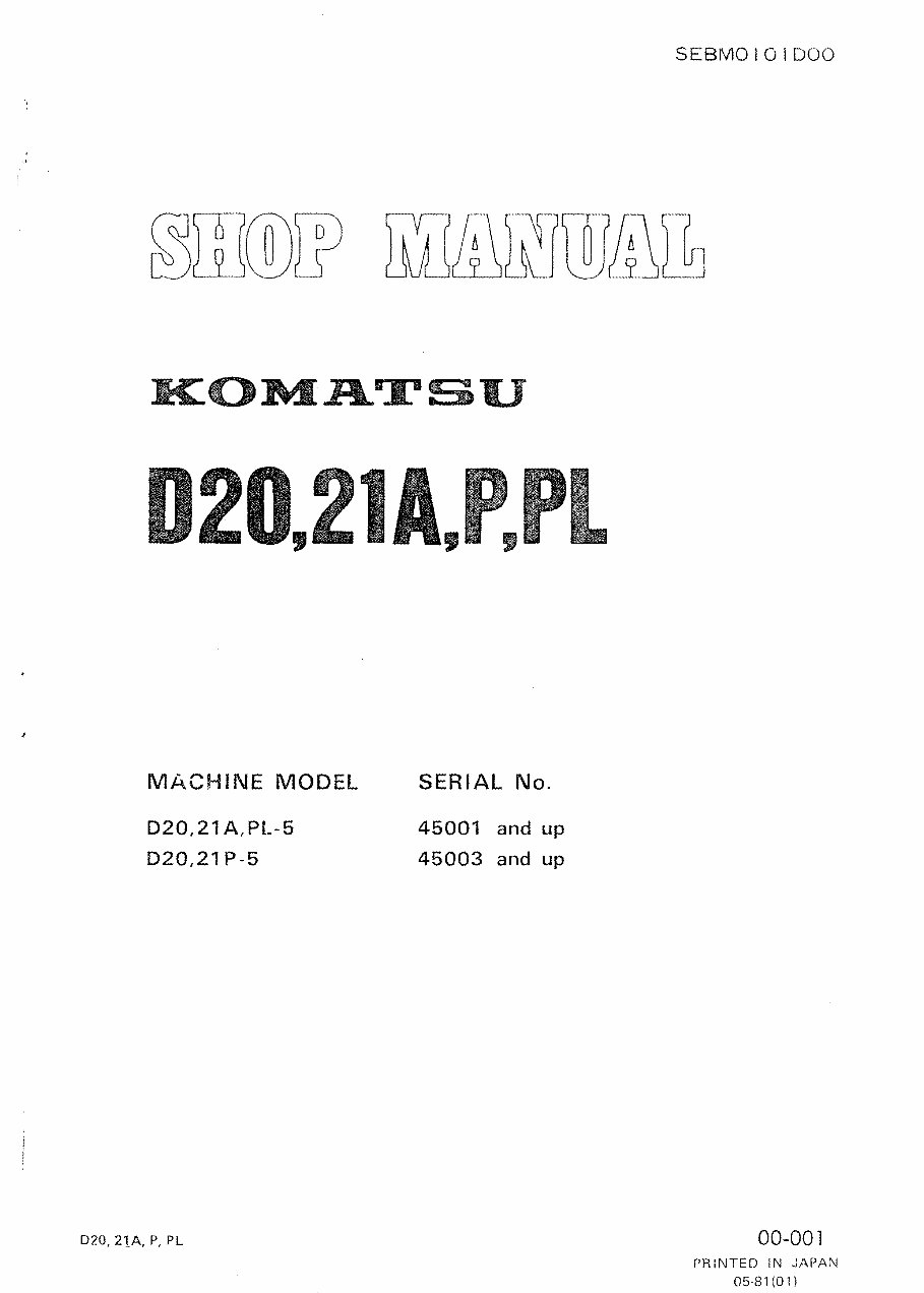 Komatsu D21A-5 Bulldozer Workshop Repair Service Manual preview img 1