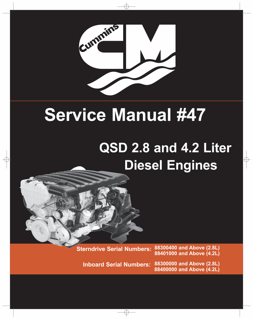 Cummins Mercruiser QSD 2.8 QSD 4.2 Diesel Engine Complete Workshop Service Repair Manual preview img 1