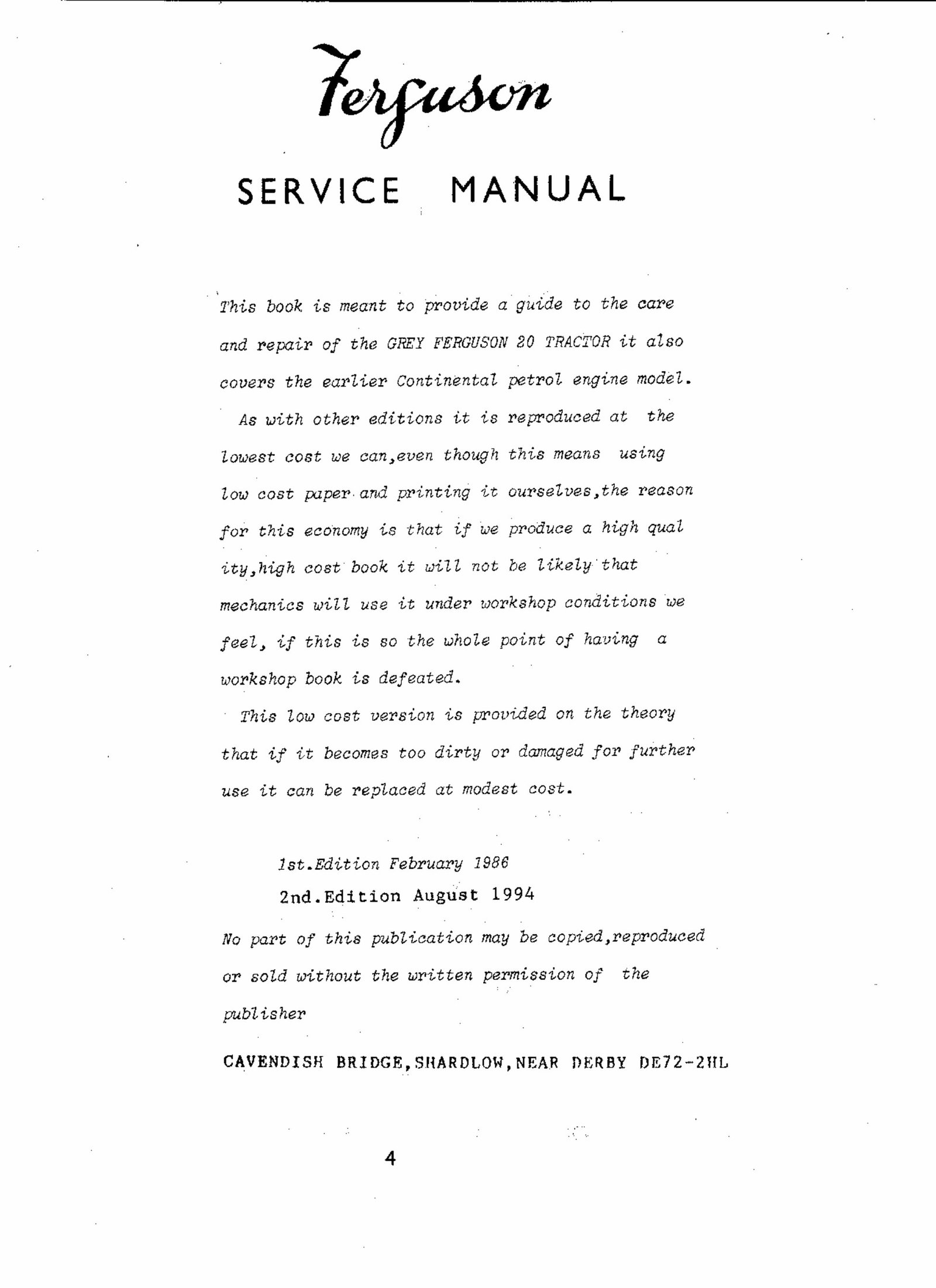 Massey Ferguson MF35 MF-35 Tractor Workshop Service Manual - IMPROVED - preview img 4