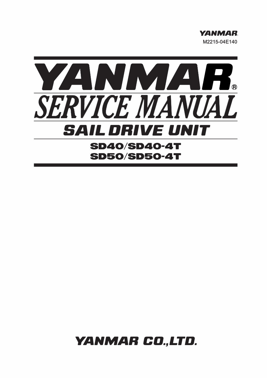Yanmar SD40 SD50 Sail Drive Unit Repair Service Manual - IMPROVED - preview img 1