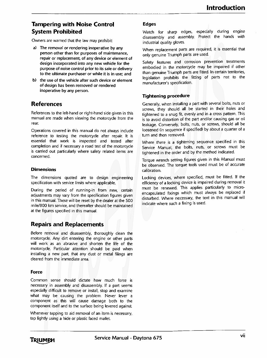 TRIUMPH DAYTONA 675 Service & Repair Manual (2006 2007) - ! preview img 7