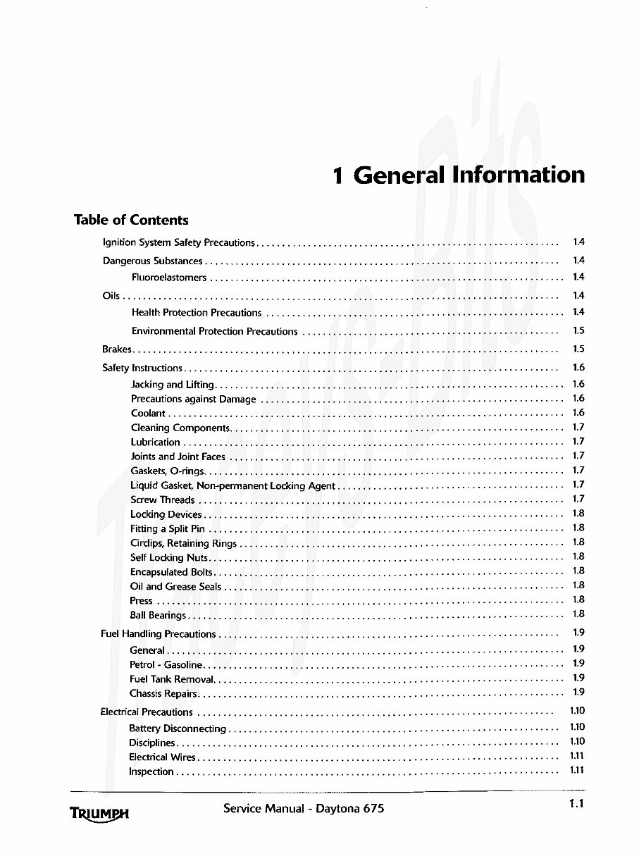 TRIUMPH DAYTONA 675 Service & Repair Manual (2006 2007) - ! preview img 9