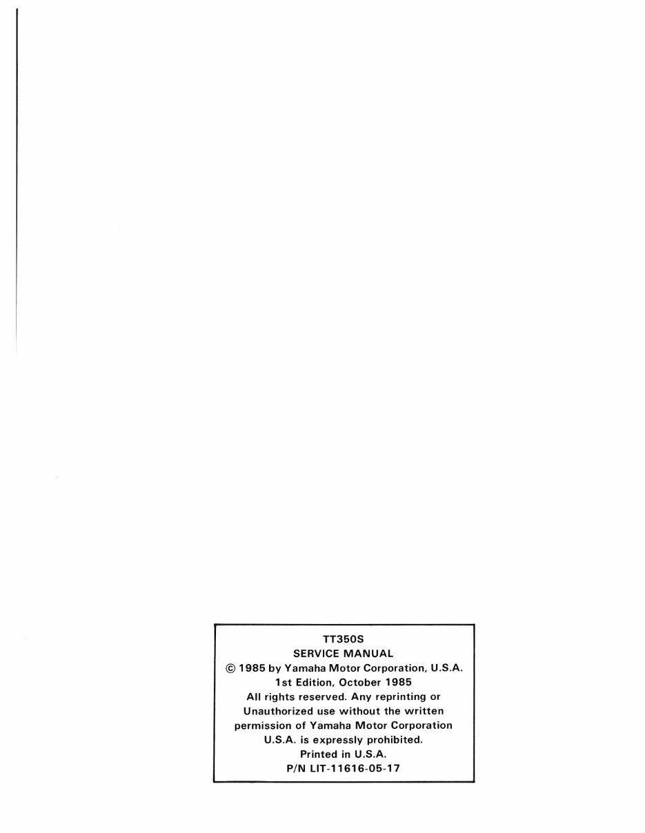 YAMAHA MOTOCYCLES TT350S 1985 Full Service Repair Manual preview img 3