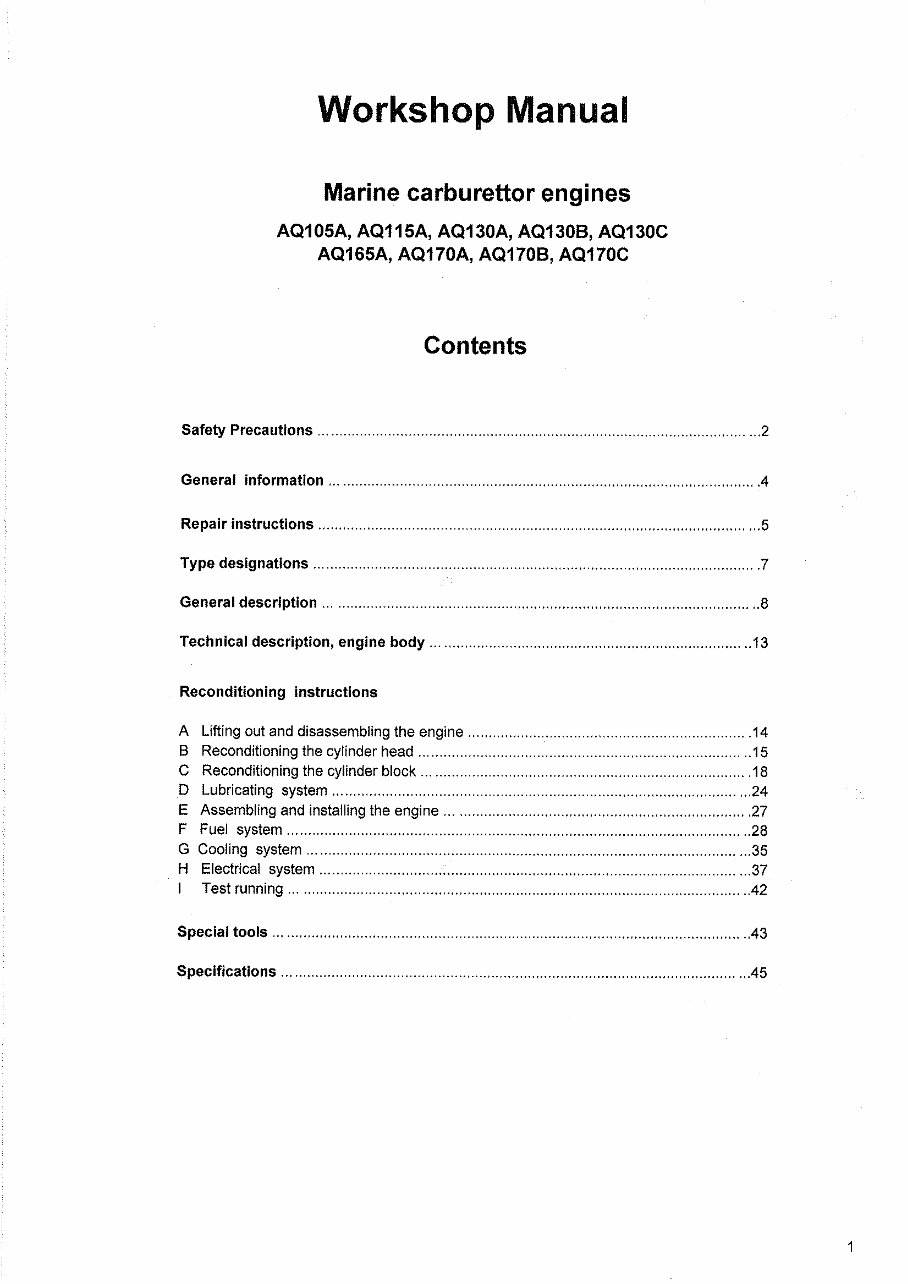 Volvo Penta AQ105, AQ115, AQ130, AQ165, AQ170 Engine Service & Repair Manual preview img 3