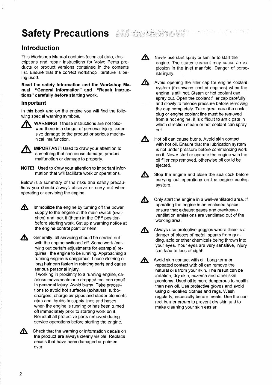 Volvo Penta AQ105, AQ115, AQ130, AQ165, AQ170 Engine Service & Repair Manual preview img 4