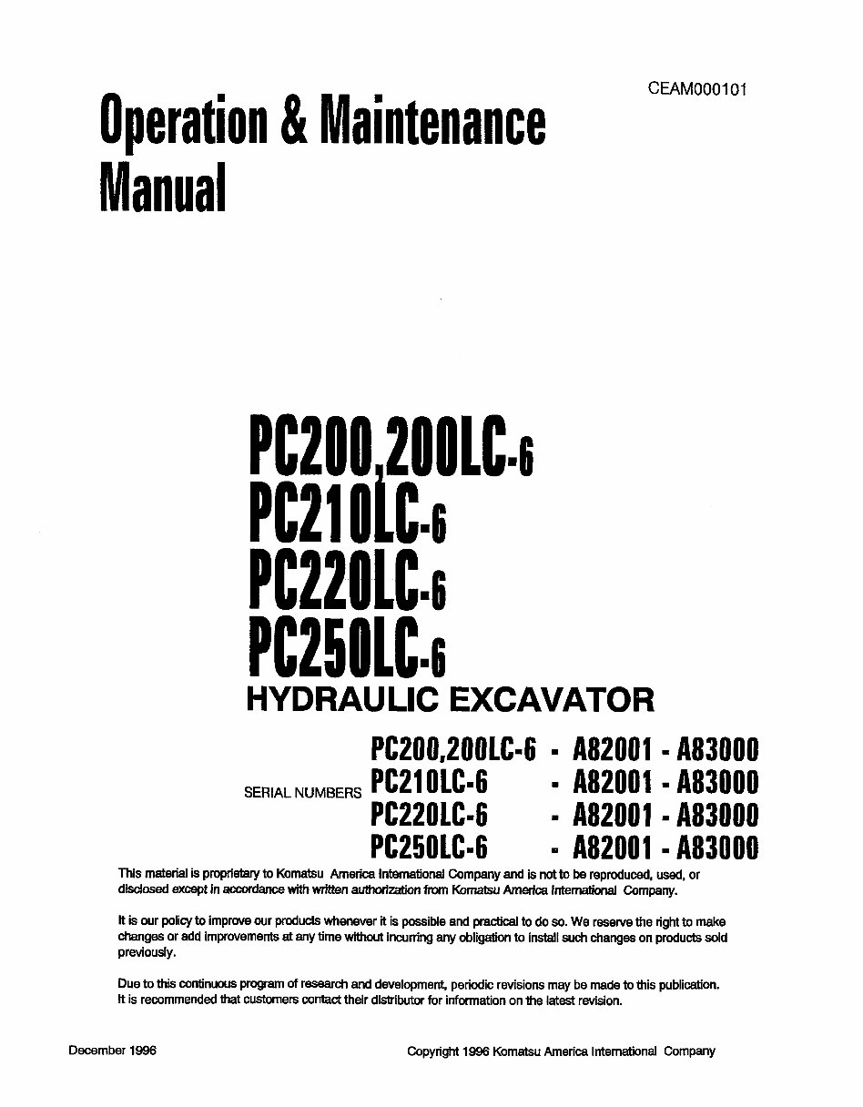 Komatsu PC220LC-6 Excavator OEM Service & Repair Manual preview img 1