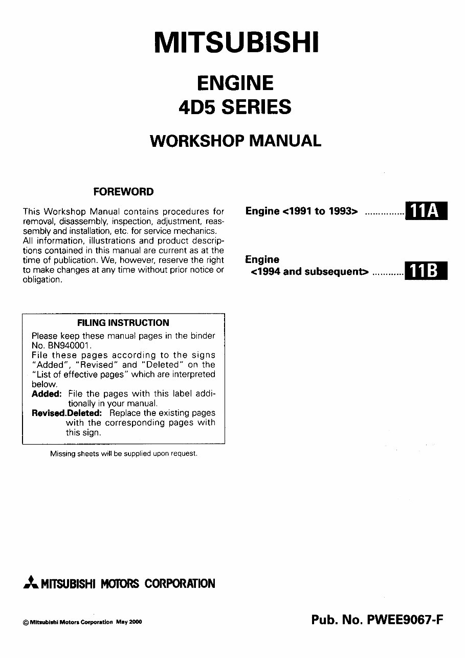 1983-1994 Mitsubishi Triton Me Mh Mj Service & Repair Manual preview img 1