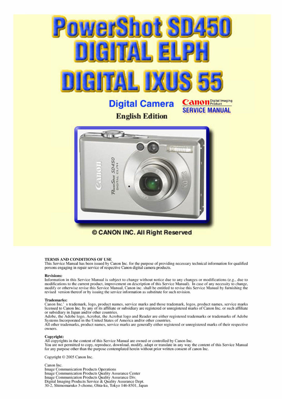 Canon Ixus 55 Service Manual & Repair Guide preview img 1