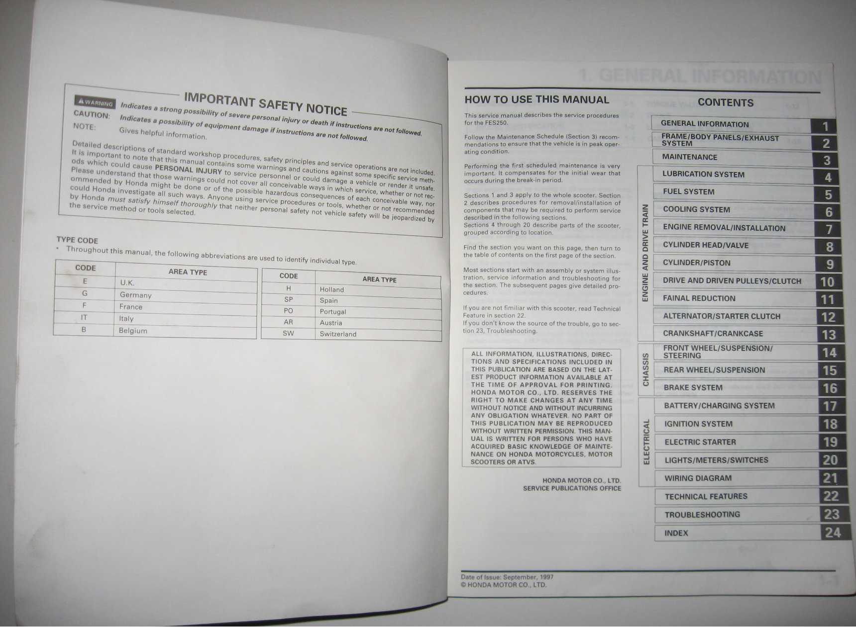 HONDA FORESIGHT 250 FES250 Service Repair Workshop Manual preview img 2