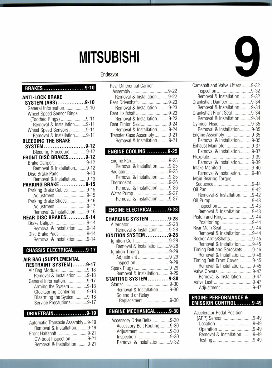 2004-2007 Mitsubishi Endeavor Service & Repair Manual preview img 1