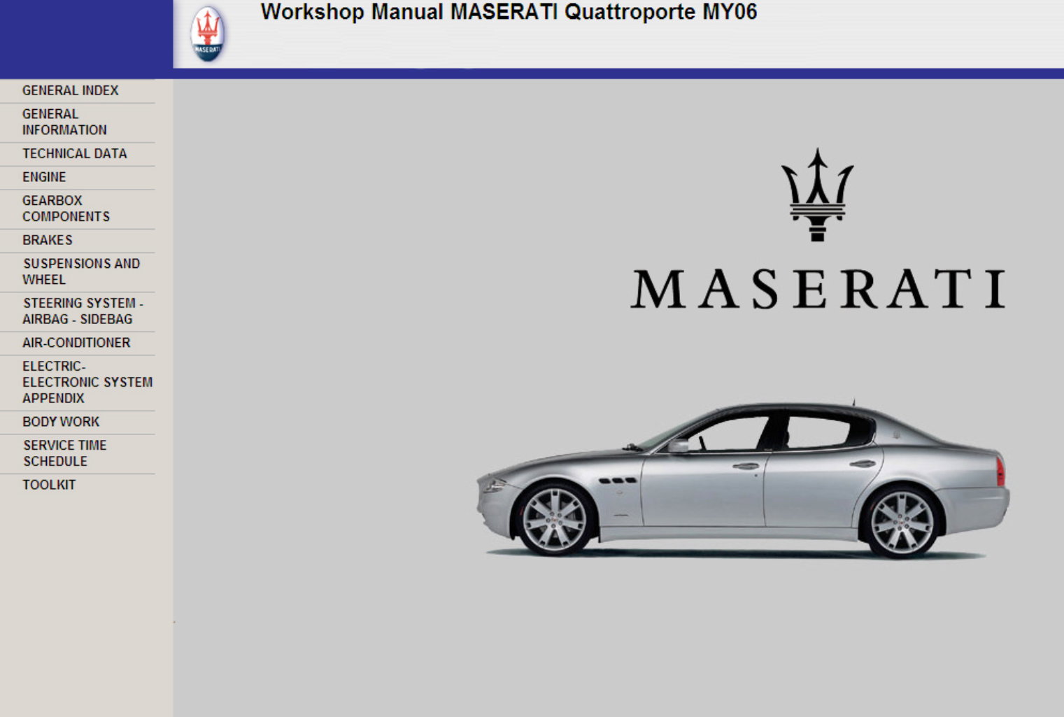 2006-2007 Maserati Quattroporte Service & Repair Manual preview img 1