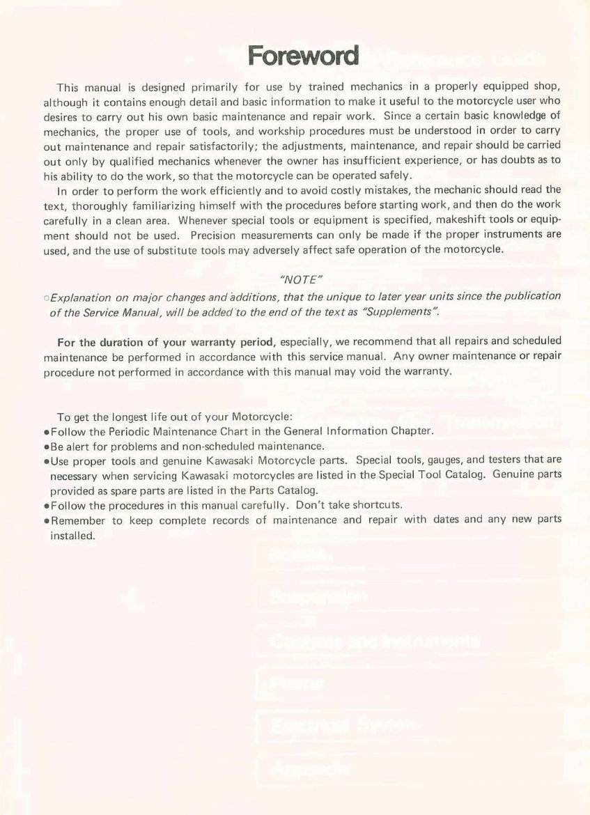 1984-2005 Kawasaki KLR250 4 Stroke Motorcycle Service & Repair Manual preview img 8