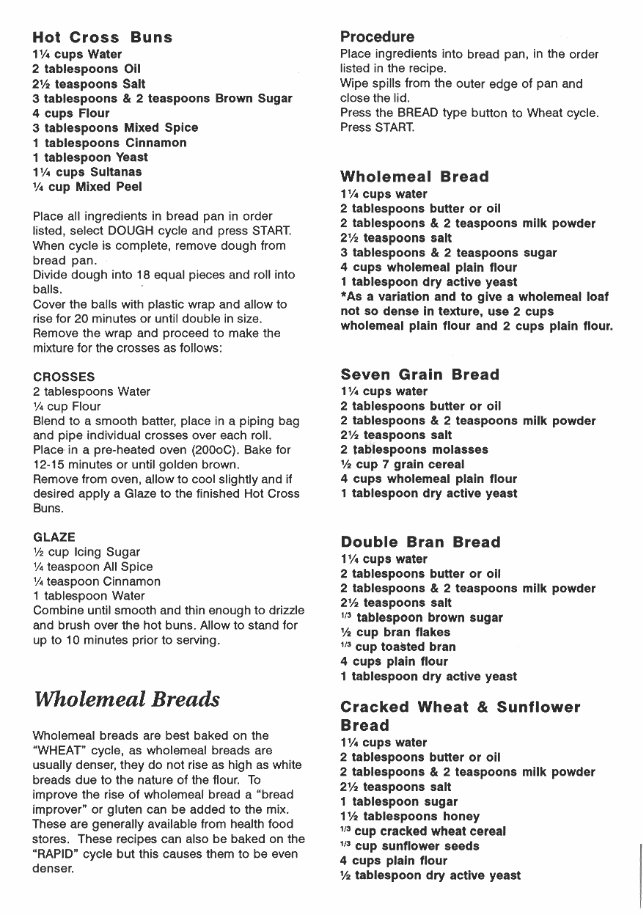 Black Decker Breadmaker Parts Model BMH200 Instruction Manual Recipes preview img 9
