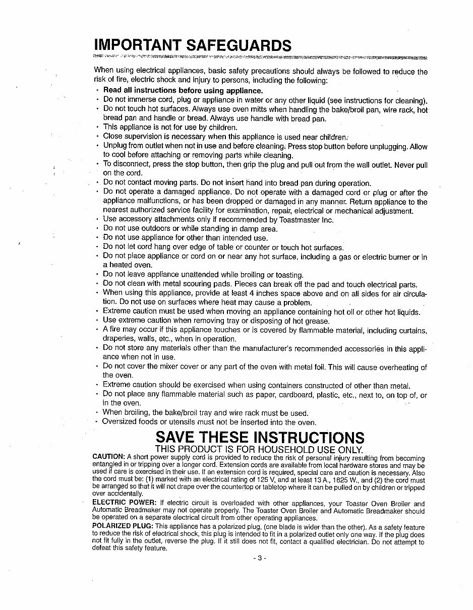 Toastmaster Toaster Oven Broiler Breadmaker Parts model 1139 instruction manual recipes preview img 4