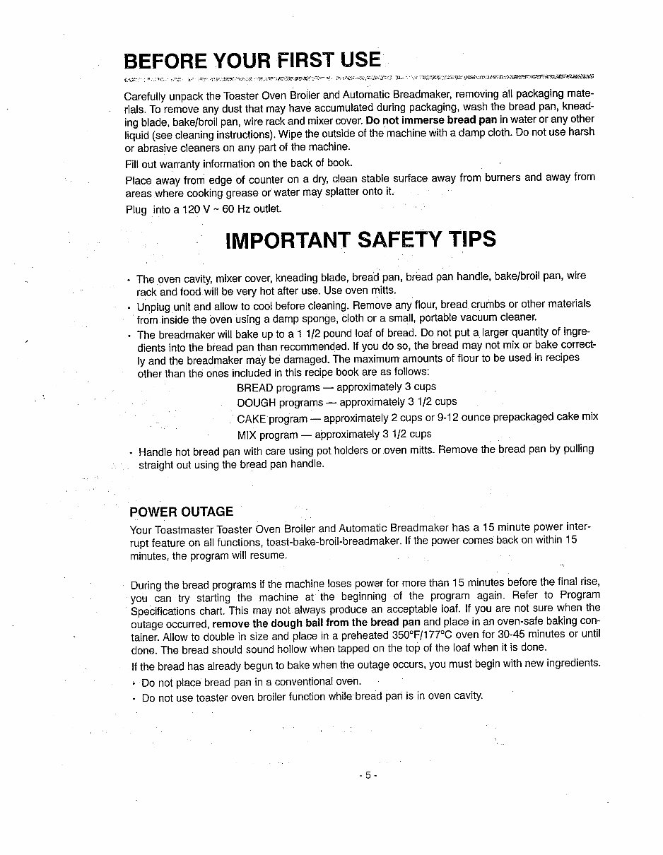 Toastmaster Toaster Oven Broiler Breadmaker Parts model 1139 instruction manual recipes preview img 5